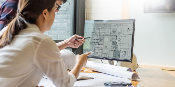 person viewing a plan