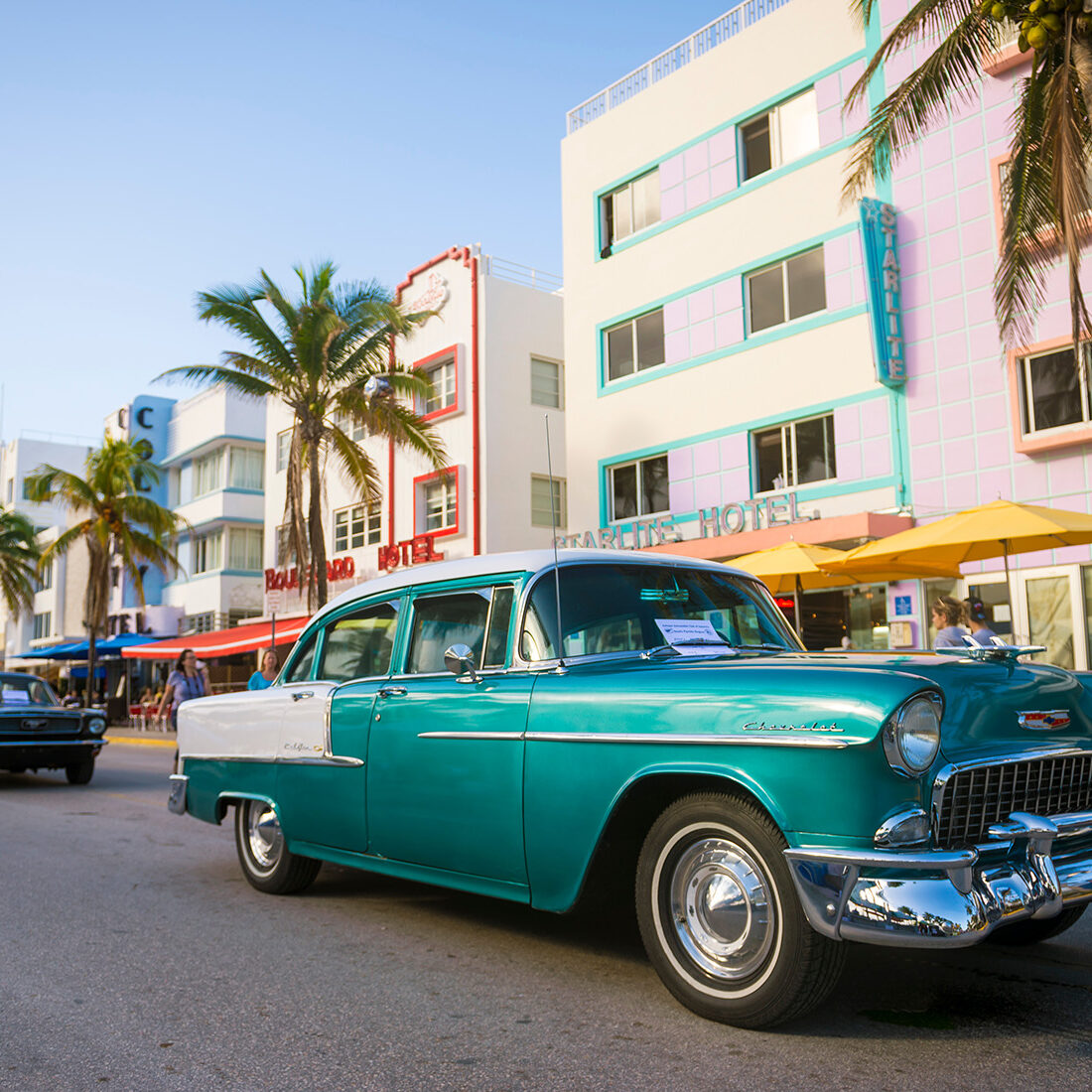 Vintage car on ocean drive