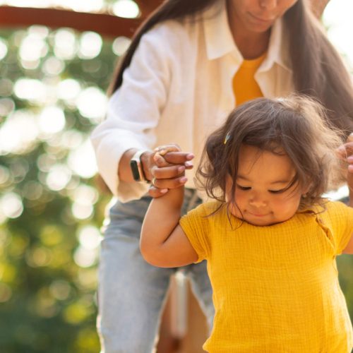 toddler and mom