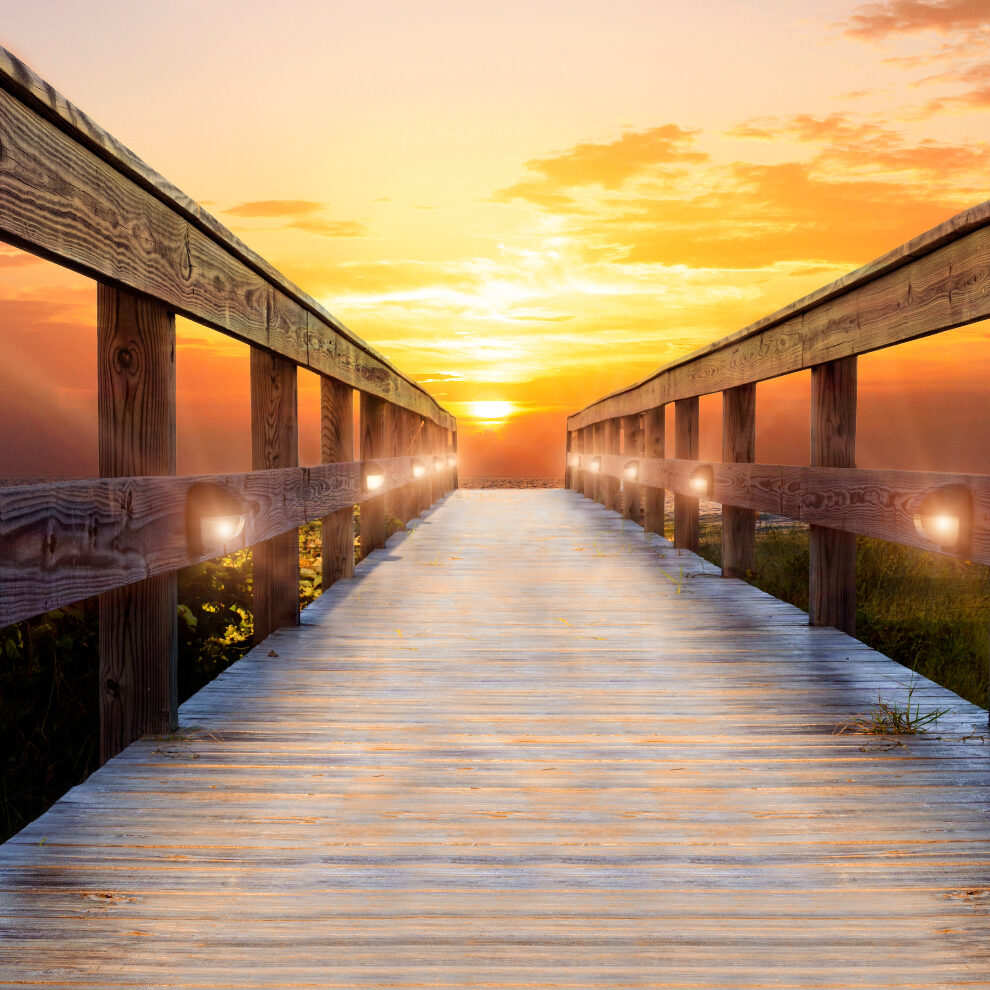 boardwak and sunset