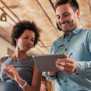 Business People looking at computer