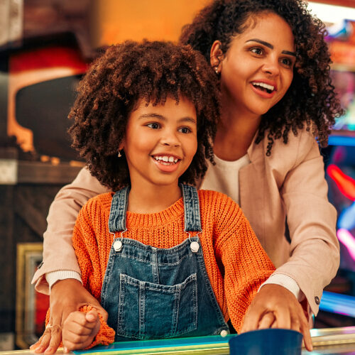 Mother and Daughter in the game room
