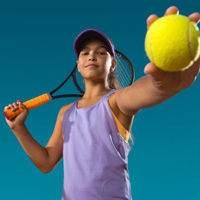 youthtennis-girl girl with tennis raquet and ball